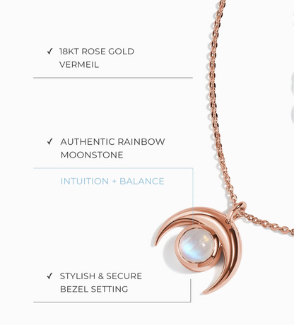 Moonstone Necklace - Crescent Moon