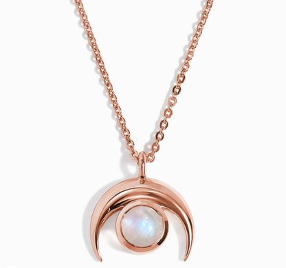 Moonstone Necklace - Crescent Moon