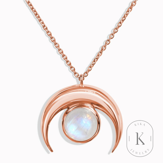 Moonstone Necklace - Crescent Moon